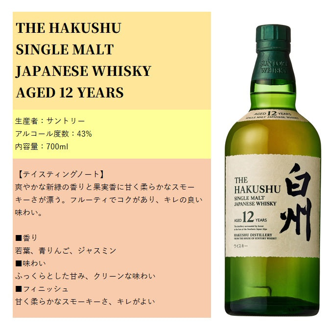 サントリー シングルモルトウイスキー 白州 12年 箱付き 700ml 43